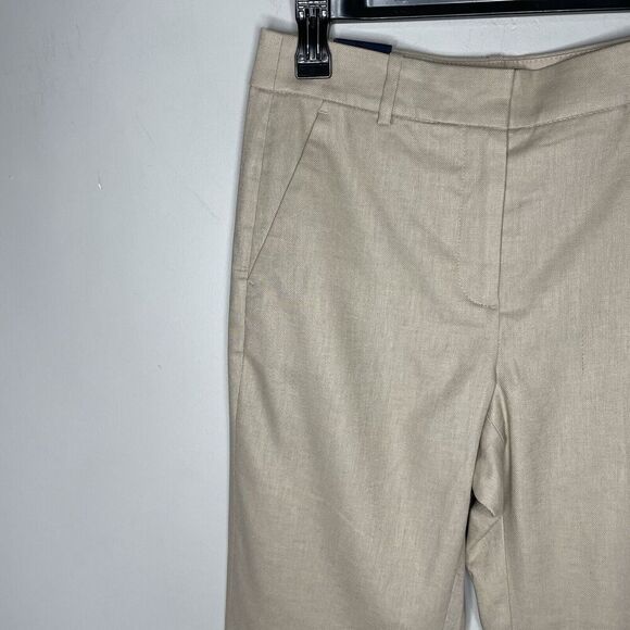 J.CREW Kallie Pants Women 4 Beige Linen Blend Straight Leg NEW Stretch BY761 - Picture 3 of 14